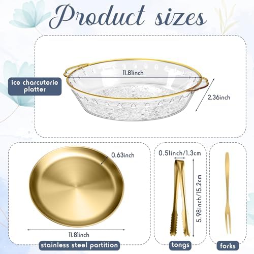 2 Sets 11.8 Inch Chilled Serving Tray for Parties, Gold in Gold, alternate view 3
