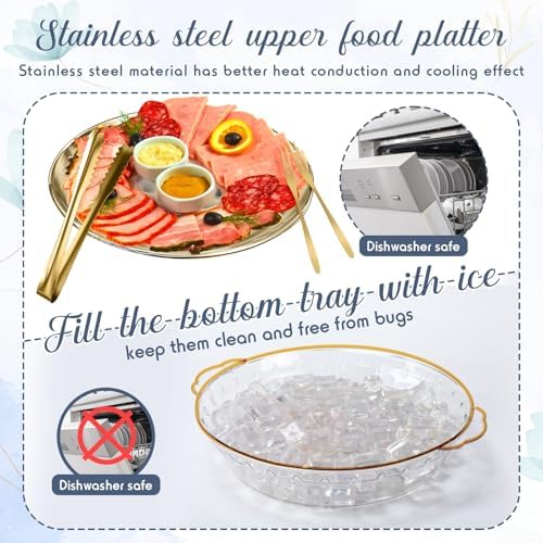 2 Sets 11.8 Inch Chilled Serving Tray for Parties, Gold in Gold, alternate view 4