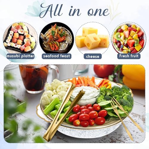 2 Sets 11.8 Inch Chilled Serving Tray for Parties, Gold in Gold, alternate view 5