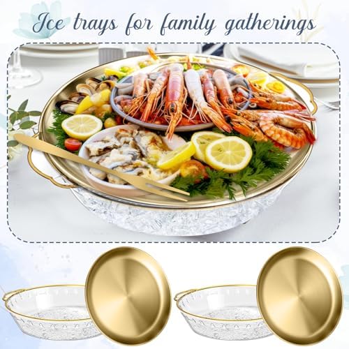 2 Sets 11.8 Inch Chilled Serving Tray for Parties, Gold in Gold, alternate view 6