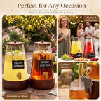 2 Sets 2 Gallon Glass Drink Dispenser for Parties Large Beverage Dispenser with Wooden Base Stand & Stainless, alternate view