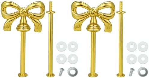 2 Sets 2 Tier Cupcake Stand Hardware Handles, Bow-Knot Gold Zinc Alloy Cake Plate Stand Fittings with Screws