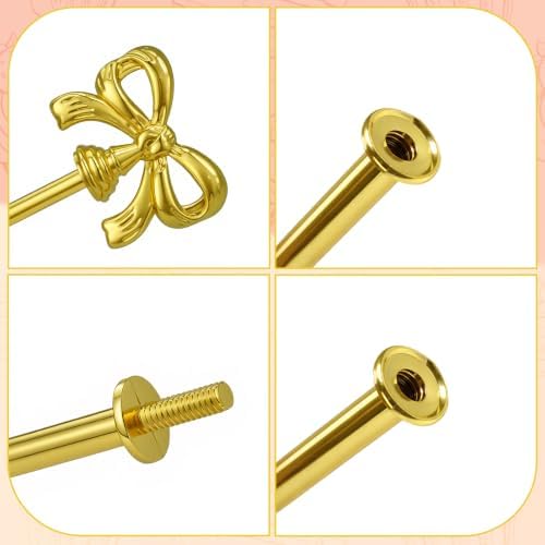 2 Sets 2 Tier Cupcake Stand Hardware Handles, Bow-Knot Gold Zinc Alloy Cake Plate Stand Fittings with Screws, alternate view