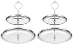 2 Sets 2-Tier Cupcake Stand Holder, Round Tiered Serving Tray Stainless Steel Cup Cake Stand for Dessert Fruit