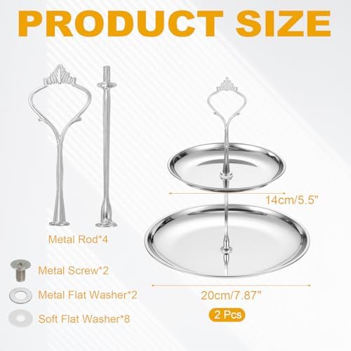 2 Sets 2-Tier Cupcake Stand Holder, Round Tiered Serving Tray Stainless Steel Cup Cake Stand for Dessert Fruit, alternate