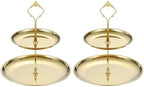 2 Sets 2-Tier Cupcake Stand Holder, Round Tiered Serving Tray Stainless Steel Cup Cake Stand for Dessert Fruit