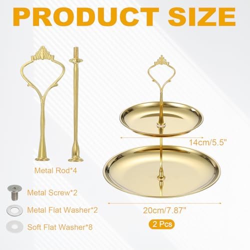 2 Sets 2-Tier Cupcake Stand Holder, Round Tiered Serving Tray Stainless Steel Cup Cake Stand for Dessert Fruit, alternate
