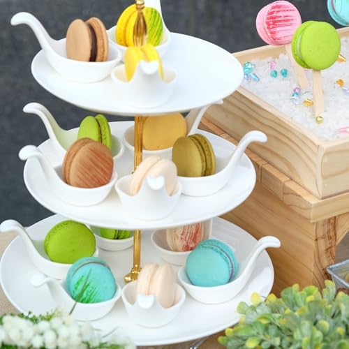 2 Sets 2-Tier Cupcake Stand Holder, Round Tiered Serving Tray Stainless Steel Cup Cake Stand for Dessert Fruit, alternate
