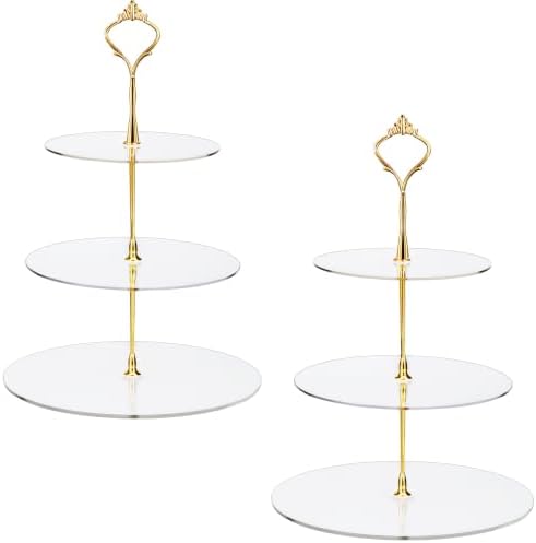 2 Sets 3 Tier Acrylic Cupcake Stand, Dessert Tower Cupcake Display Stand in transparent