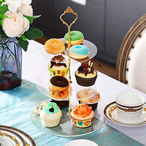 2 Sets 3 Tier Acrylic Cupcake Stand, Dessert Tower Cupcake Display Stand in transparent, alternate view 2