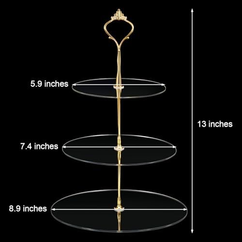 2 Sets 3 Tier Acrylic Cupcake Stand, Dessert Tower Cupcake Display Stand in transparent, alternate view 3