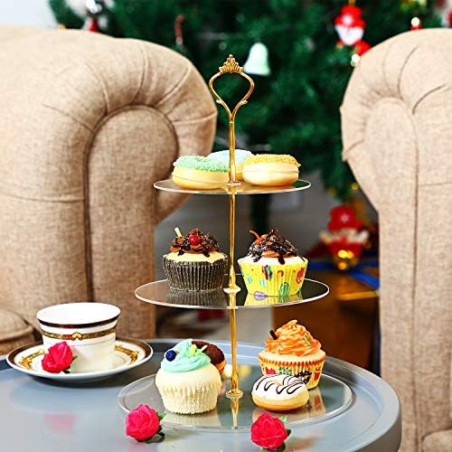 2 Sets 3 Tier Acrylic Cupcake Stand, Dessert Tower Cupcake Display Stand in transparent, alternate view 5