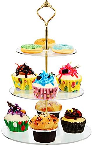 2 Sets 3 Tier Acrylic Cupcake Stand, Dessert Tower Cupcake Display Stand in transparent, alternate view 7
