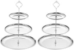 2 Sets 3-Tier Cupcake Stand Holder, Round Tiered Serving Tray Stainless Steel Cup Cake Stand for Dessert Fruit