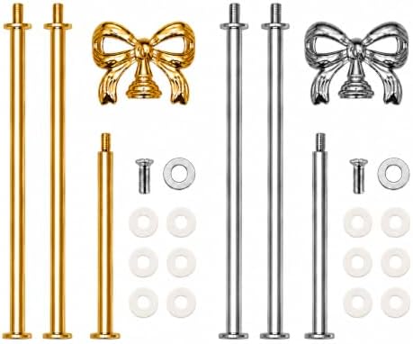2 Sets 3-Tier Tray Hardware Kits, Vintage Cake Stand Handle Fittings, Heavy Duty Zinc Alloy Rods with Screws &