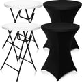 2 Sets 32"x43" High Top Folding Cocktail Tables & Covers, Black in Black