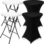 2 Sets 32"x43" High Top Folding Cocktail Tables & Covers, Black in Black