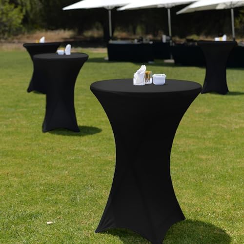 2 Sets 32"x43" High Top Folding Cocktail Tables & Covers, Black in Black, alternate view 2