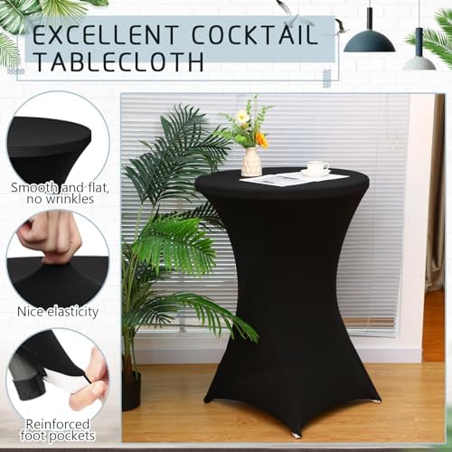 2 Sets 32"x43" High Top Folding Cocktail Tables & Covers, Black in Black, alternate view 4