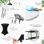 2 Sets 32"x43" High Top Folding Cocktail Tables & Covers, Black in Black, alternate view 5