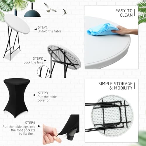2 Sets 32"x43" High Top Folding Cocktail Tables & Covers, Black in Black, alternate view 5