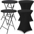2 Sets 32"x43" High Top Folding Cocktail Tables & Covers, Black Table