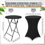 2 Sets 32"x43" High Top Folding Cocktail Tables & Covers, Black Table, alternate view 3