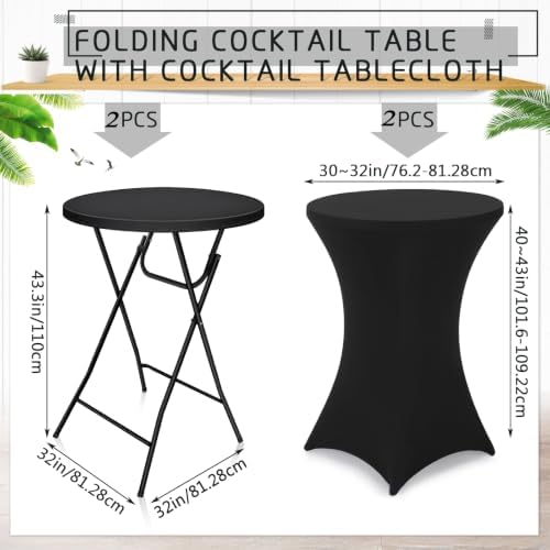 2 Sets 32"x43" High Top Folding Cocktail Tables & Covers, Black Table, alternate view 3
