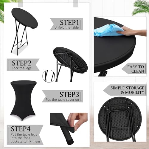 2 Sets 32"x43" High Top Folding Cocktail Tables & Covers, Black Table, alternate view 5