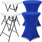 2 Sets 32"x43" High Top Folding Cocktail Tables & Covers, Royal Blue in Royal Blue