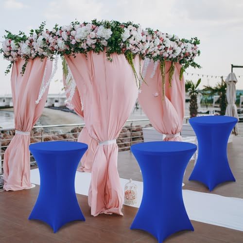 2 Sets 32"x43" High Top Folding Cocktail Tables & Covers, Royal Blue in Royal Blue, alternate view 2