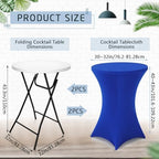 2 Sets 32"x43" High Top Folding Cocktail Tables & Covers, Royal Blue in Royal Blue, alternate view 3