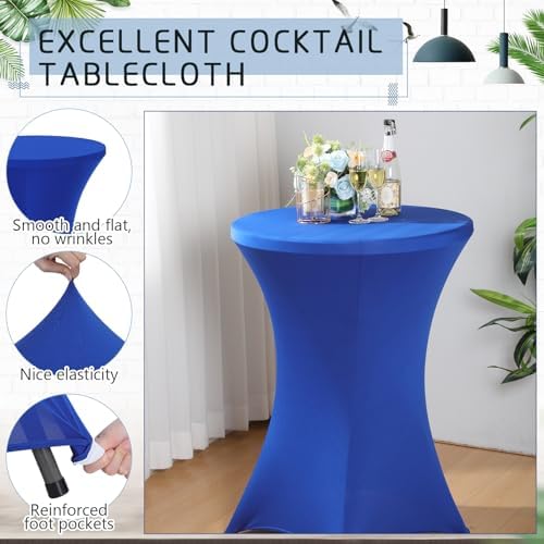 2 Sets 32"x43" High Top Folding Cocktail Tables & Covers, Royal Blue in Royal Blue, alternate view 5