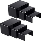 2 Sets Acrylic Display Risers, Figure Stand, Black, Small Set in Black