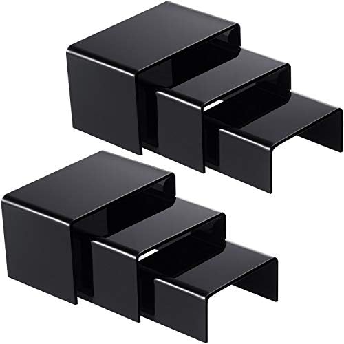 2 Sets Acrylic Display Risers, Figure Stand, Black, Small Set in Black