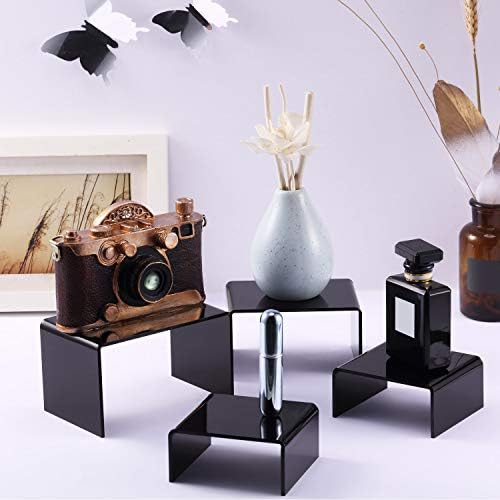 2 Sets Acrylic Display Risers, Figure Stand, Black, Small Set in Black, alternate view 2