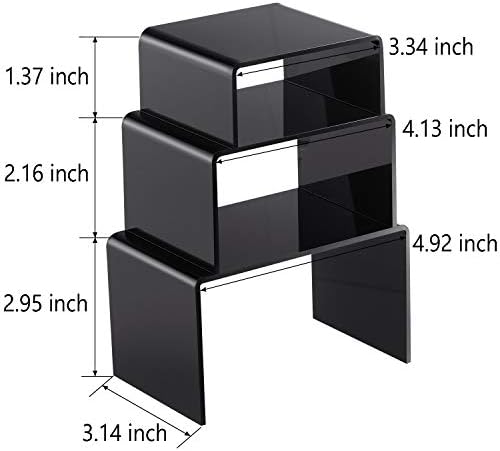2 Sets Acrylic Display Risers, Figure Stand, Black, Small Set in Black, alternate view 3