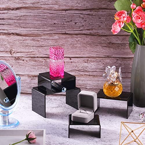 2 Sets Acrylic Display Risers, Figure Stand, Black, Small Set in Black, alternate view 6