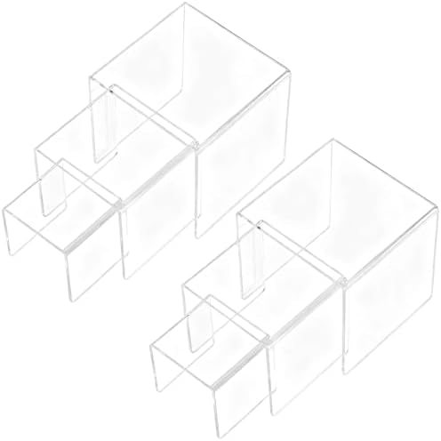 2 Sets Acrylic Display Risers, Figure Stand, Clear, Medium Set in Clear