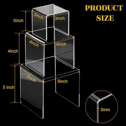 2 Sets Acrylic Display Risers, Figure Stand, Clear, Medium Set in Clear, alternate view 3