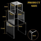 2 Sets Acrylic Display Risers, Figure Stand, Clear, Medium Set in Clear, alternate view 3