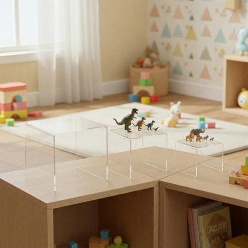 2 Sets Acrylic Display Risers, Figure Stand, Clear, Medium Set in Clear, alternate view 5