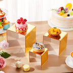 2 Sets Acrylic Display Risers, Figure Stand, Gold, Medium Set in Gold, alternate view 2