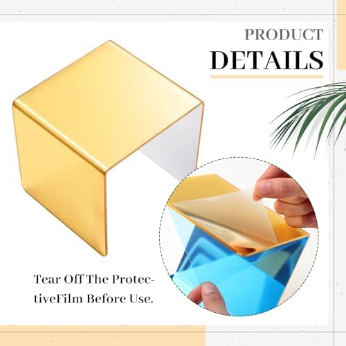 2 Sets Acrylic Display Risers, Figure Stand, Gold, Medium Set in Gold, alternate view 4