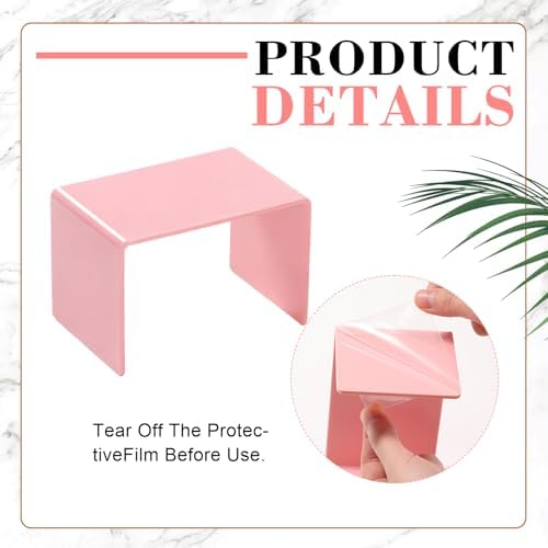 2 Sets Acrylic Display Risers, Figure Stand, Pink, Small Set in Pink, alternate view 4
