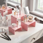 2 Sets Acrylic Display Risers, Figure Stand, Pink, Small Set in Pink, alternate view 5