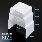 2 Sets Acrylic Display Risers, Figure Stand, White, Small Set in White, alternate view 3