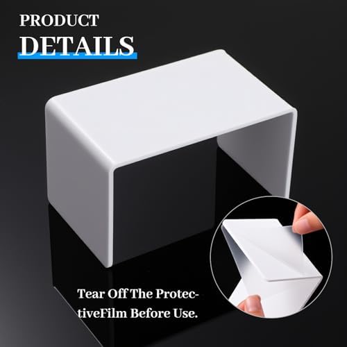 2 Sets Acrylic Display Risers, Figure Stand, White, Small Set in White, alternate view 4