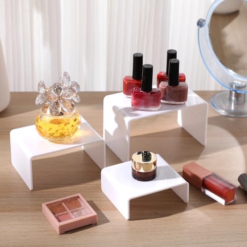 2 Sets Acrylic Display Risers, Figure Stand, White, Small Set in White, alternate view 6