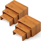 2 Sets Acrylic Display Risers, Figure Stand, Wood, Small Set in Wood